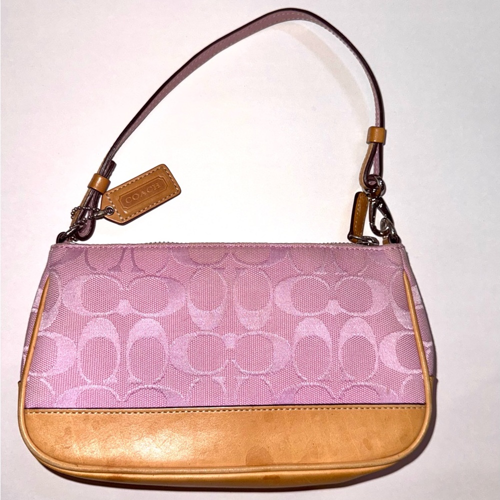 Vintage Y2K Authentic Coach Pink and Tan Signature Shoulder Bag